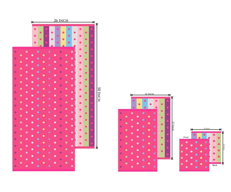 ORIGINAL KIDS 6 Piece Towel Set - Bath Time Sugar & Spice - 2 Towels, 2 Hand Towels, 2 Washcloths - 100% Cotton Jacquard Soft Absorbent Pool Beach Towel Gift - Pink Multicolor - Image 2